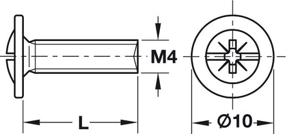 Handle Scr Flat/Combi M4x15mm St Glv