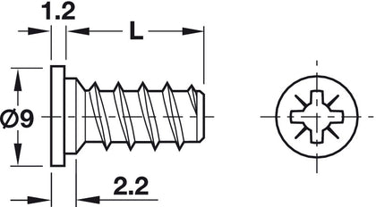 Varianta Scr Ful Cyl PZ2 D5.0x16.0mm Glv