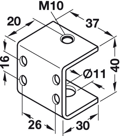 Screw On Bracket M10 U Shape Galv St