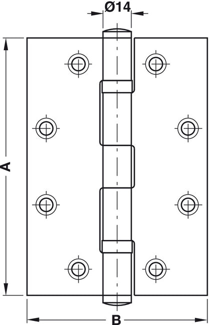 Butt Hinge 2BB Rad 102x76mm 304 BP