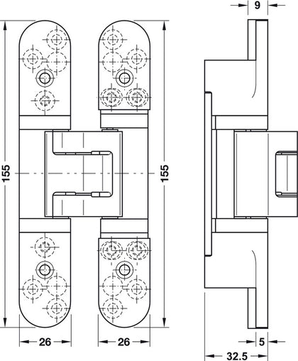 Tectus TE527 3D 180D Hinge MB