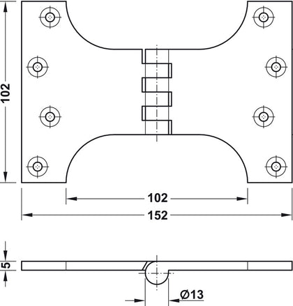 Parliament Hinge 102x152mm Brass PB