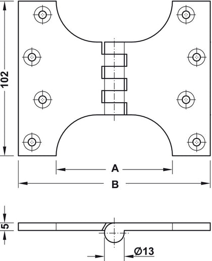 Parliament Hinge 102x127mm Brass PB