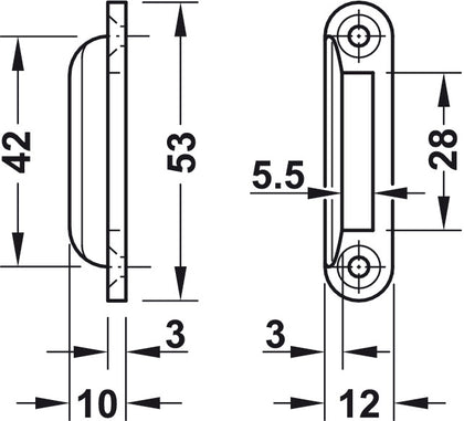 Striking Plate Esp Locks 53x12mm Pl Brw