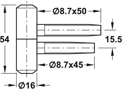 Startec Drill-In Hinge D16x54mm Galv Wht