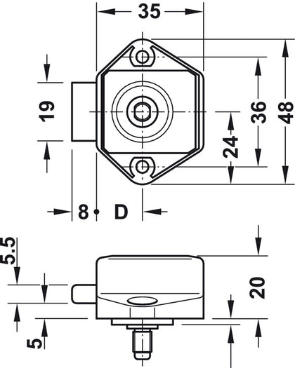 Mini Push-Lock Case BS 15mm UH MN