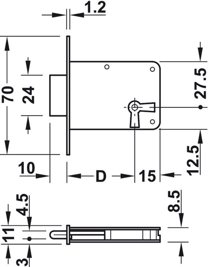 Mortice Lock Brass Pl LH 30mm CLR