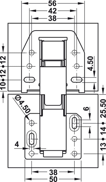 Swing Up 90D Hinge SF wo SC Overlay Mnt