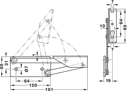 Bench Seat Hinge St Blue Zinc Galv