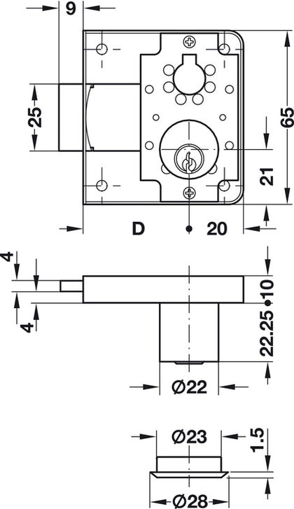 Rim Lock 22/20mm MNP LH Differ