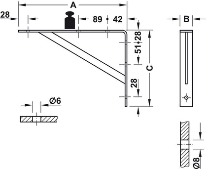 Fixed Bracket 469x328x30mm St White