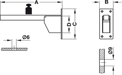 Tikla Fold Bench Brkt 400kg/Pr 360mm SBG