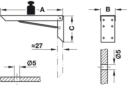 Lt Duty Fold Brkt St Wht 100kg/Pr 200mm