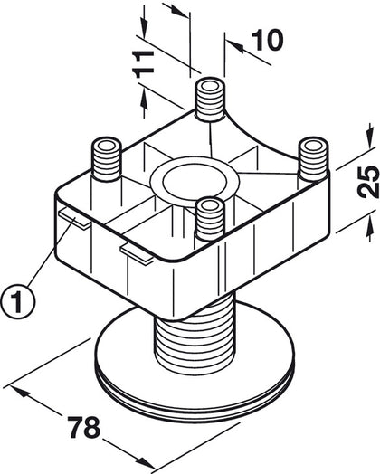 Plinth Foot Adj 150mm Screw Pl Blk
