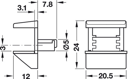 Shelf Clamp Support 6-10mm Plug ZA NP