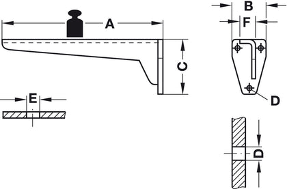 Hebgo Fixed Bracket 480mm 150kg/Pr Grey