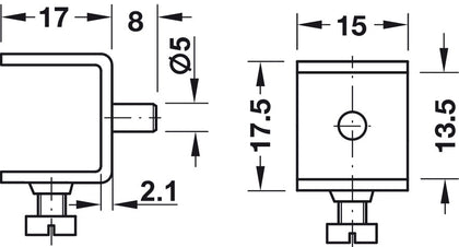 Gls Shelf Support D5/13mm Plug St NP