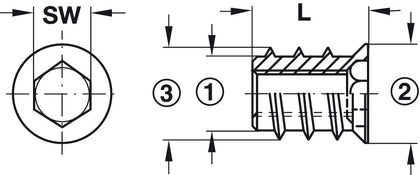 Screw-In Sleeve M8 D14x15mm SW8 St Galv