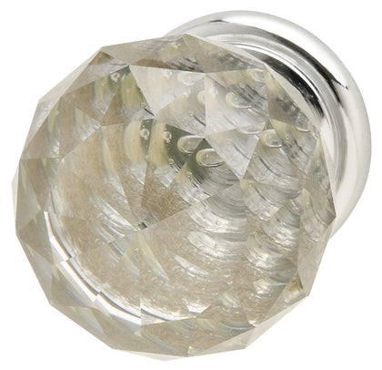 Harley Knob Glass/Brass Pol Chr D30x41mm