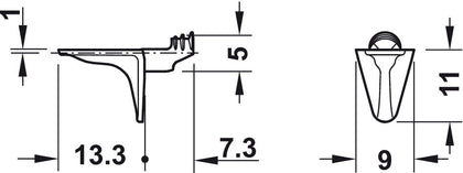 Shelf Support D5mm w Twin Plug ZA NP