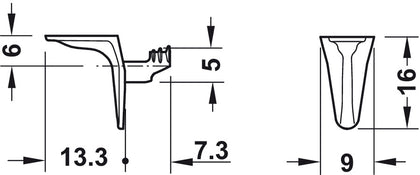 Shelf Support D5mm w Twin Plug ZA NP