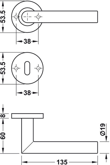 HL01 Lvr Set D53.5mm WC Set 304 SSS