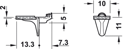 Shelf Support D5mm Buffered Plug ZA NP