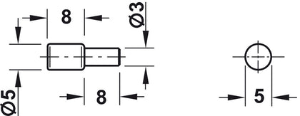 Shelf Support D3mm Plug St NP