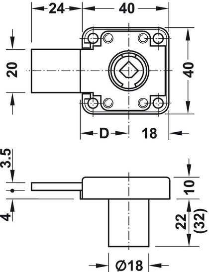 Symo3000 Rim Lockcase 22/22mm RH NP