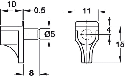 Shelf Support D5mm Plug St Pl Beige