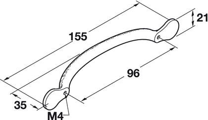 Rutland Bow Hdl ZA Ant Pewter 96mm cc