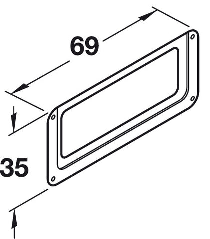 Label Frame Steel Sat Nkl Plt 69x35x2mm
