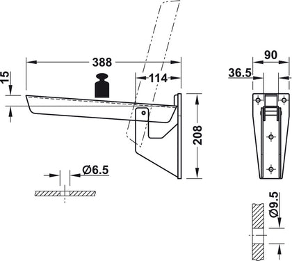 Hebgo HD Folding Bracket 380mm 500kg/Pr
