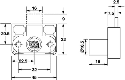 Rim Lockcase 16.5/20.5mm DR Blk/BZP