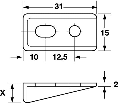 Stop Wedge 31x15x10.5x2mm Pl Black