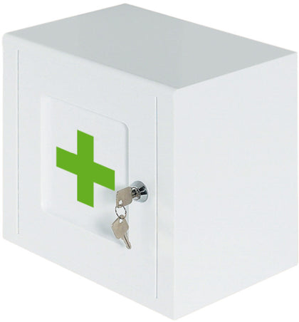 Lockable Medicine Cab Wht w. Green Cross
