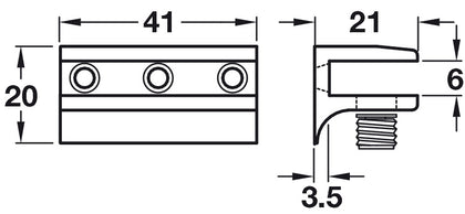 Gls Shelf Support 6mm Screw ZA PC