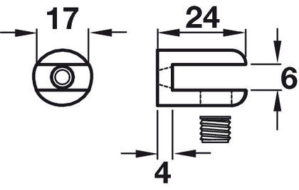 Gls Shelf Support 6mm Screw ZA PC