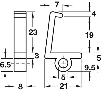 Shelf Retainer D5mm for 282.43.101/905