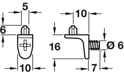 Shelf Support D5mm Plug/Thread ZA NP