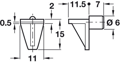 Shelf Support D6mm w Goove Plug Pl White