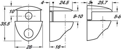 Cobrone Gls Shelf Support 5-10mm Screw