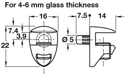 Cobra Gls Shelf Supp 8-10mm Plug NP