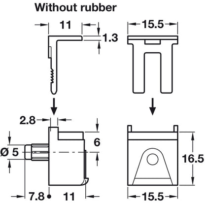 Kubic Gls Shelf Support 5-9mm wo Rubber