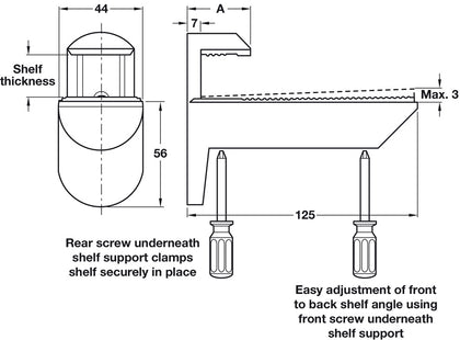 Kalman Shelf Support 7-41mm ZA Alu