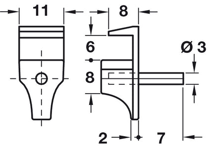Gls Shelf Support D3mm St NP/Pl Trans