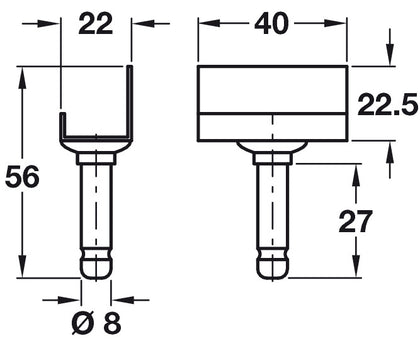 Pin/L Mount Plate Blk Galv St D8mm