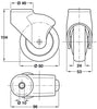D80mm Castor Swivel wo Brake Pin Slv