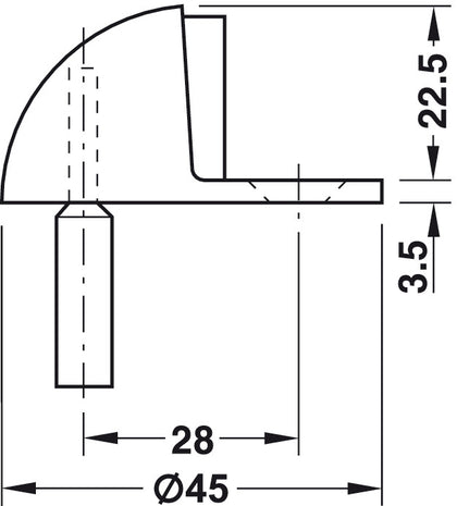 Startec Door Stop/Floor D45mm Brs PB