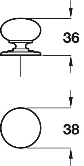 Cotswold Knob Brs Pol Nkl D38x36mm